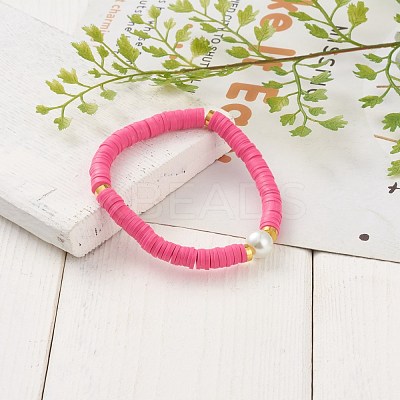 Handmade Polymer Clay Heishi Beads Stretch Bracelets BJEW-JB05759-1