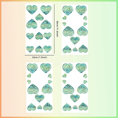 4PCS 2 Styles PVC Stickers Dazzling Color Window Stickers 3D Laser Heart Shaped Electrostatic Glass Window Stickers JX829A-1