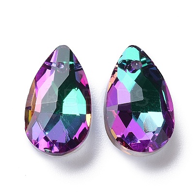 Faceted Teardrop Glass Pendants GLAA-O008-A21-1