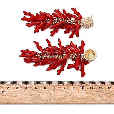 Alloy Dangle Stud Earrings EJEW-D327-05KCG-1