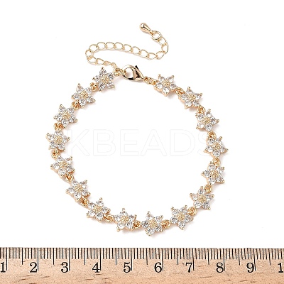 Cubic Zirconia Flower Link Bracelets BJEW-L711-03G-08-1