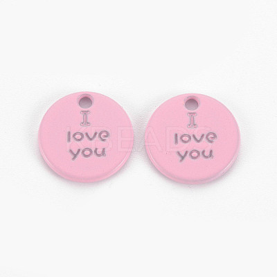 Spray Painted Alloy Charms for Valentine's Day PALLOY-Q433-027B-RS-1