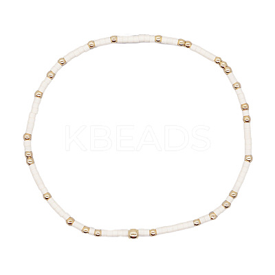 Minimalist Glass Seed Beads & Brass Beads Stretch Bracelets for Women BC0195-17-1