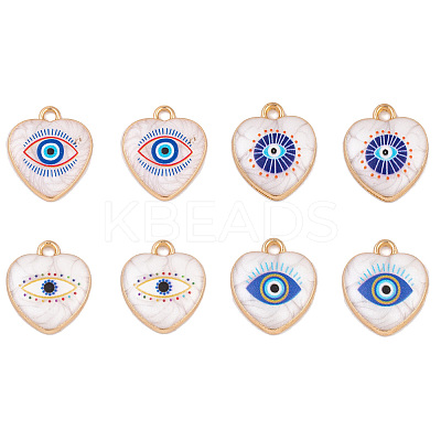 8Pcs 4 Styles Alloy Enamel Pendants ENAM-FP0001-94-1