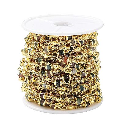 Natural Indian Agate Column Link Chains CHC-K014-07G-01-1