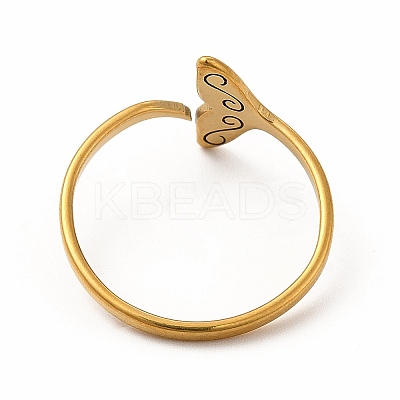 201 Stainless Steel Whale Tail Open Cuff Ring for Women LS-RJEW-K239-01G-1-1