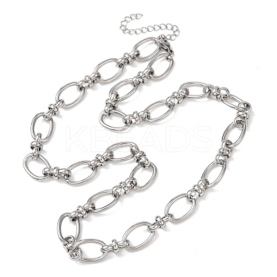 10MM 304 Stainless Steel Oval Link Chain Necklaces for Women X-NJEW-G194-04P-1