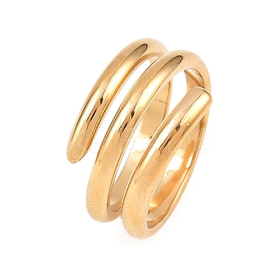 Flower 304 Stainless Steel Cuff Rings for Women RJEW-Z123-02G-1