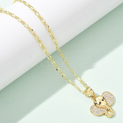 Brass Micro Pave Clear Cubic Zirconia Pendant Necklaces for Women NJEW-M084-02G-02-1