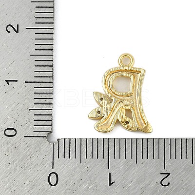 Brass Crystal Rhinestone Letter Links Connector Charms KK-S395-06G-R-1