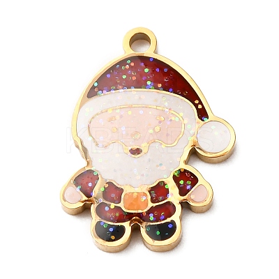 Christmas 304 Stainless Steel Enamel Pendants STAS-B112-02G-04-1