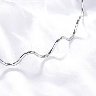 304 Stainless Steel Wave Shape Link Chain Necklaces for Women LS-NJEW-S439-08P-1