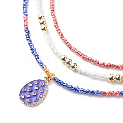 3Pcs 3 Style Glass Seed Imitation Pearl Beaded Necklaces Set NJEW-JN04013-1