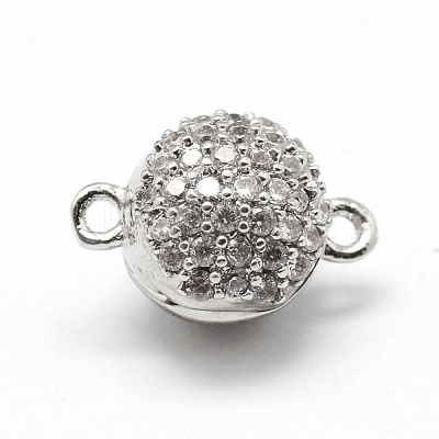 Brass Micro Pave Cubic Zirconia Magnetic Clasps with Loops ZIRC-P071-27P-NR-1