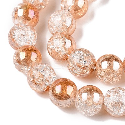 Electroplated Crackle Glass Beads Strands EGLA-N014-8mm-01-1