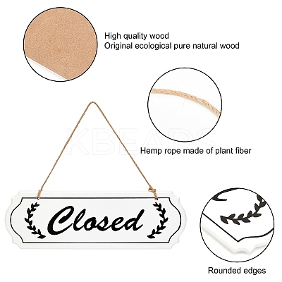 Closed & Open Sign Natural Wood Door Hanging Decoration for Front Door Decoration HJEW-CN0001-02-1