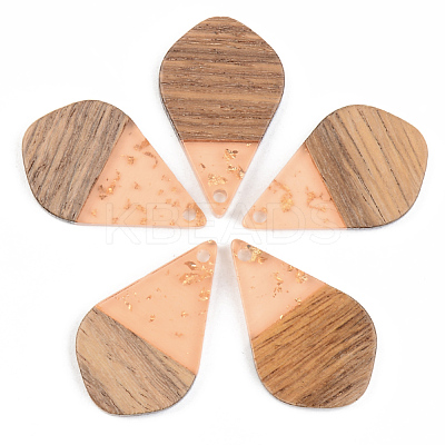 Transparent Resin & Walnut Wood Pendants RESI-S389-035A-B-1