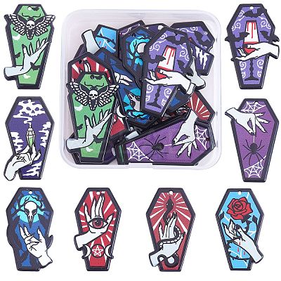 16Pcs 8 Style Opaque Printed Acrylic Pendants SACR-SZ0001-21-1
