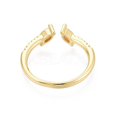 Brass Micro Pave Cubic Zirconia Cuff Rings for Women KK-T071-74G-1