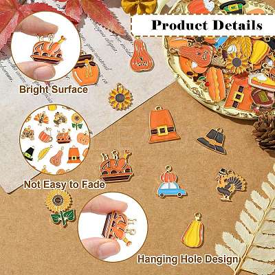 50Pcs 25 Styles Thanksgiving Day Alloy Enamel Pendants FIND-CJ0003-45-1