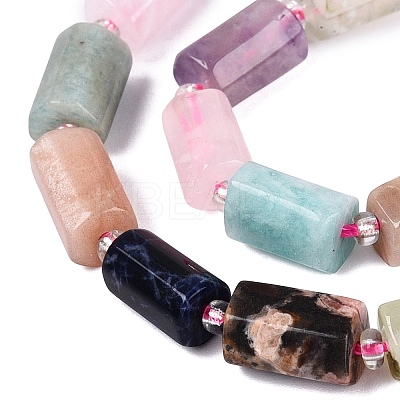 Natural Sodalite & Rhodonite & Prehnite & Amethyst & Rose Quartz & Flower Amazonite & Sunstone Beads Strands G-Q614-01A-04-1