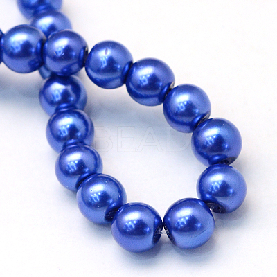 Baking Paint Pearlized Glass Pearl Round Bead Strands X-HY-Q003-6mm-28-1