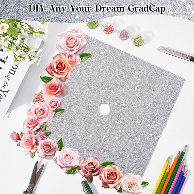 Square EVA Glitter Graduation Cap Topper Stickers DIY-WH20053-05D-1