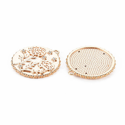 Brass Micro Pave Clear Cubic Zirconia Pendants KK-S364-188-1