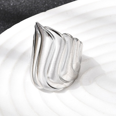 304 Stainless Steel Open Cuff Rings for Women RJEW-K313-17P-1