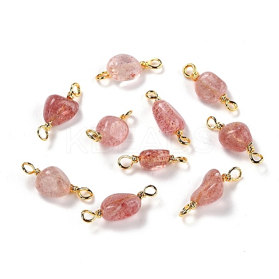 Natural Strawberry Quartz Links Connectors G-K316-02J-G-RS-1