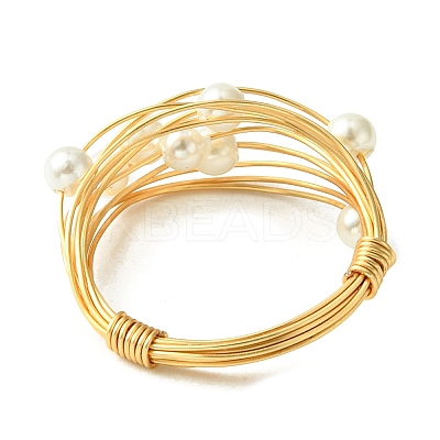 Shell Pearl Beaded Finger Ring RJEW-TA00085-1