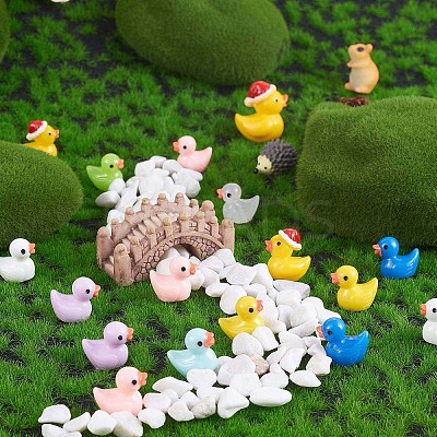 80 Pcs Tiny Ducks Mini Resin Duck Colorful Mini Duck Bulk Fairy Tale Garden Animal Sculpture Resin Duck Image for Miniature Landscape JX344A-1