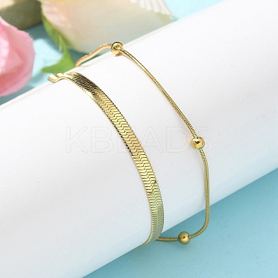304 Stainless Steel Herringbone Chains & Snake Chain Bracelets BJEW-U019-04G-05-1