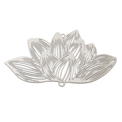 201 Stainless Steel Laser Cut Lotus Flower Links Connector Charms STAS-S147-06-1