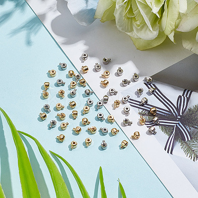 60Pcs 2 Colors Brass Crimp Beads KK-AR0003-62-1
