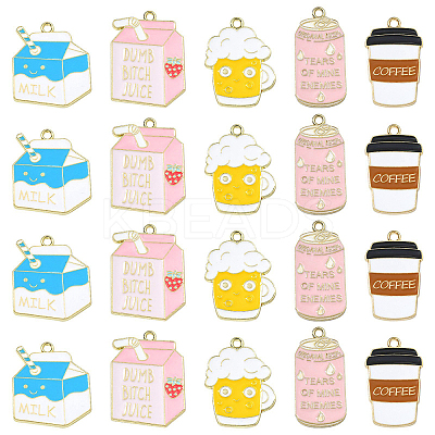 20Pcs 5 Styles Alloy Enamel Pendants ENAM-CJ0005-04-1