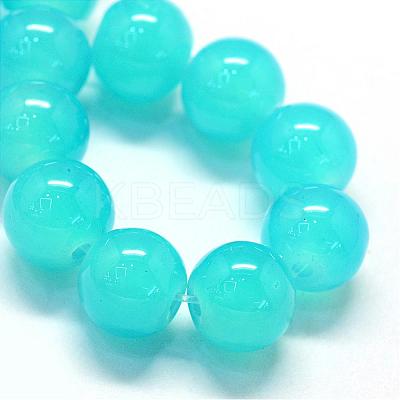 Baking Paint Imitation Jade Glass Round Bead Strands DGLA-Q021-12mm-06-1