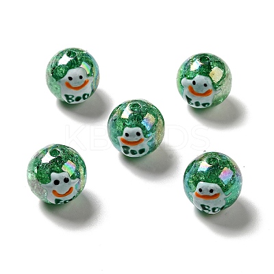 AB Color Transparent Crackle Acrylic Round Beads OACR-A013-03E-1