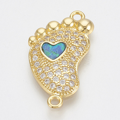 Jewelry Brass Micro Pave Cubic Zirconia Links ZIRC-Q018-071G-1