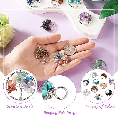 10Pcs 10 Styles Natural & Synthetic Gemstone Pendants G-YS0001-23-1