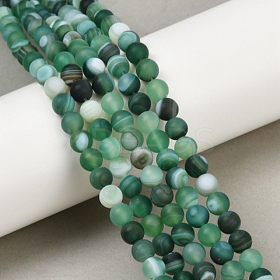 Natural Grade A Striped Agate/Banded Agate Beads Strands G-E478-08-6MM-1