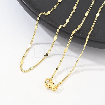 Brass Curb Chains with Heart Necklace for Women LS-NJEW-P265-36G-1