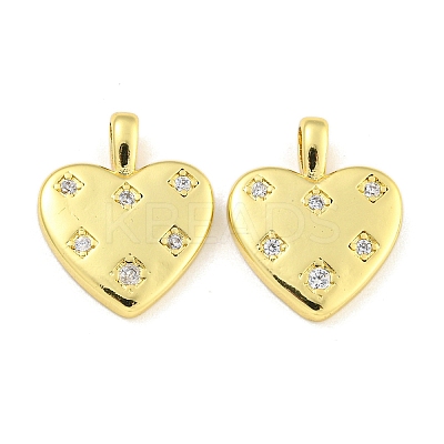 Heart Rack Plating Brass Micro Pave Clear Cubic Zirconia Pendants KK-Z053-02G-1