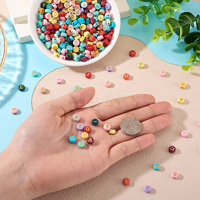 500Pcs 5 Colors Opaque Acrylic Beads OACR-TA0003-87-1