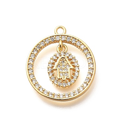 Brass Micro Pave Cubic Zirconia Pendants KK-G519-07G-06-1