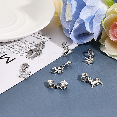 16Pcs 8 Styles Rack Plating Alloy Crystal Rhinestone European Dangle Charms FIND-CA0007-73-1