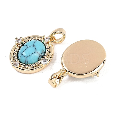 Synthetic Turquoise Oval Pendants KK-U043-44G-C-1