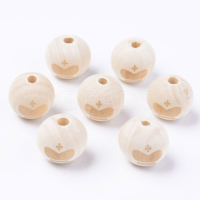 Unfinished Natural Wood European Beads WOOD-S057-002B-1