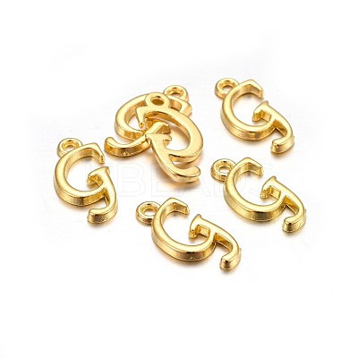 Golden Plated Alloy Letter Pendants X-PALLOY-J718-01G-G-1