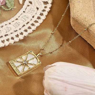 Brass Cubic Zirconia Pendant Necklaces LS-NJEW-H051-01G-02-1